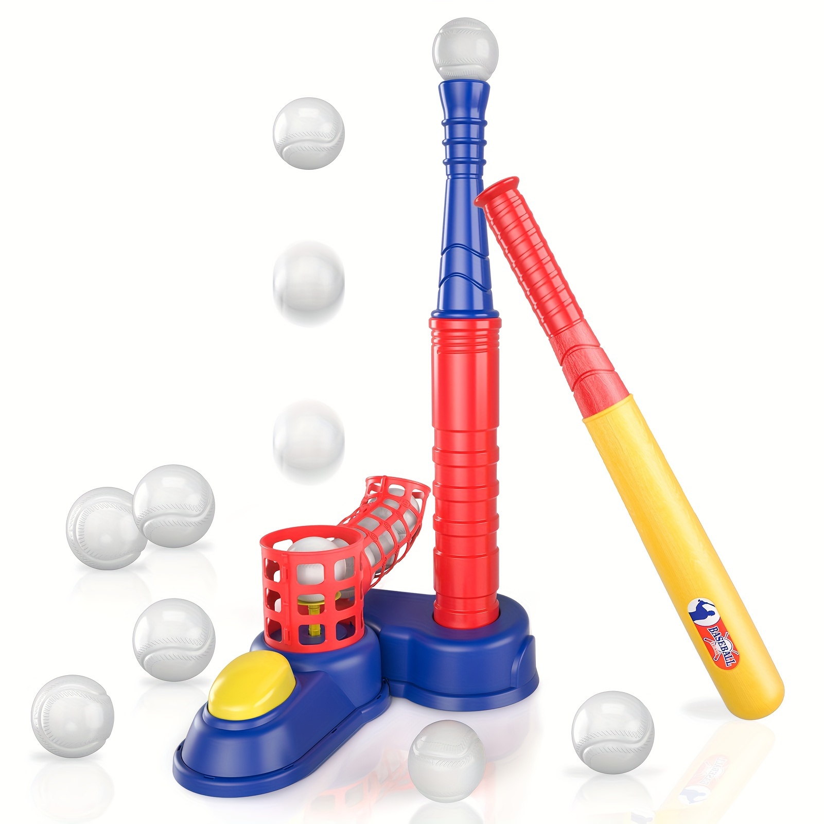 

T Ball Set Toys For Kids Boys 3-5 5-8, Kids Baseball Tee Toys Includes 10 Balls, Auto Ball Launcher, Outdoor Outside T-ball Set Sport Toys Birthday Gifts For 3 4 5 6 Year Old Boys Kids