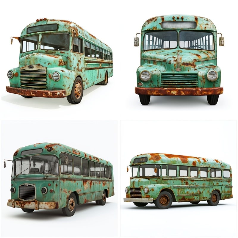 

Autocollants Colorés Imprimés - Haute 4-en-1 Bus Vintage Vert, Décalcomanies Résistantes aux Rayures pour Motos et de Voitures, Autocollants de Décoration de Carrosserie, Bus, Blanc