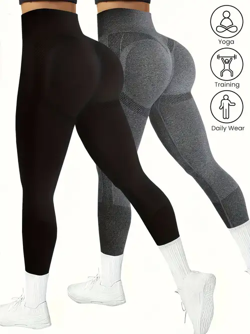 A AGROSTE Women's Seamless Workout Leggings - High Waisted Scrunch Butt Yoga Pants With Pockets