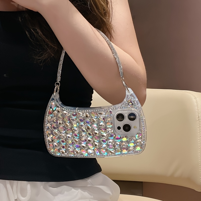 TEMU Phone Case - Shiny, Gorgeous, Three-dimensional Pattern, Fashionable Lanyard Handbag Phone Case For Iphone 11 12 13 Pro Full Coverage Phone