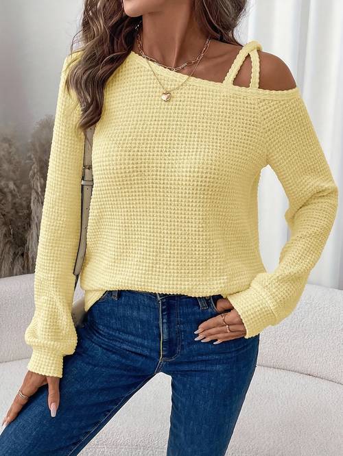 womens fashion cross strap casual long sleeve t shirt