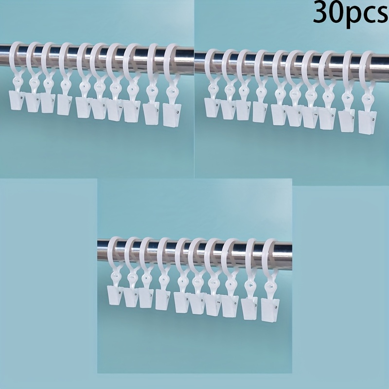30pcs Curtain Rod Rings,curtain Rings With Clips,curtain Hooks For Drapes