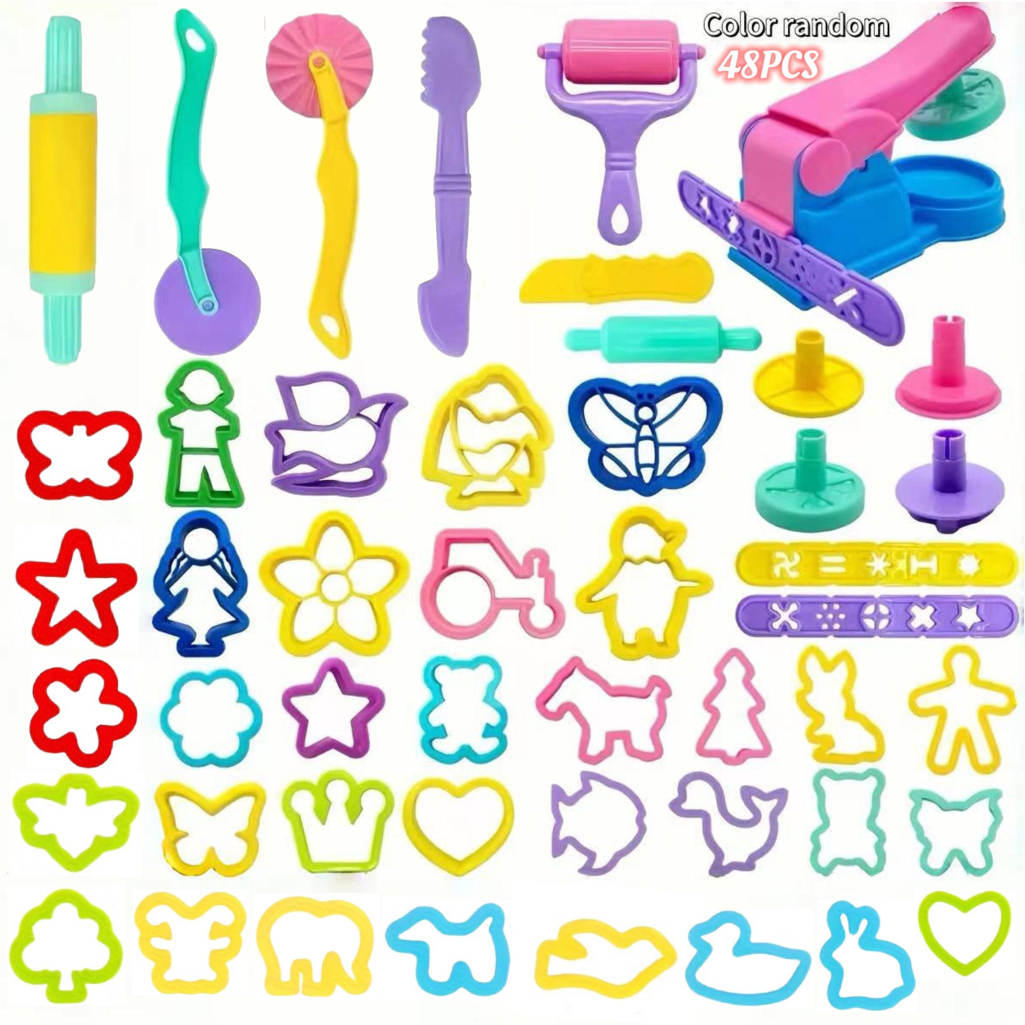 

48pc Plastic Set , , And Assorted Playdough - For Parties And Crafts ( )