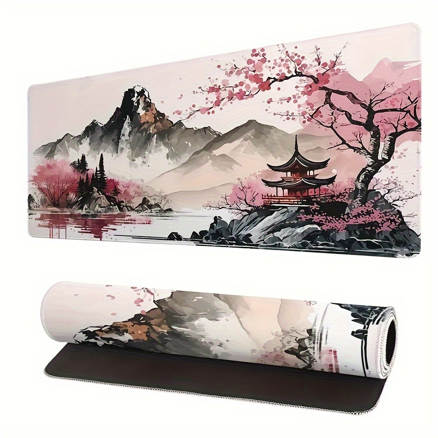 

1pc Watercolor Cherry Blossom Large Gaming Mouse Pad, Japanese Style Mouse Pad, 31.5 X 11.8 In, Large Desk Mat, Extended Keyboard Mouse Pad With Non-slip Base And Stitched Edge For Desk Home Office