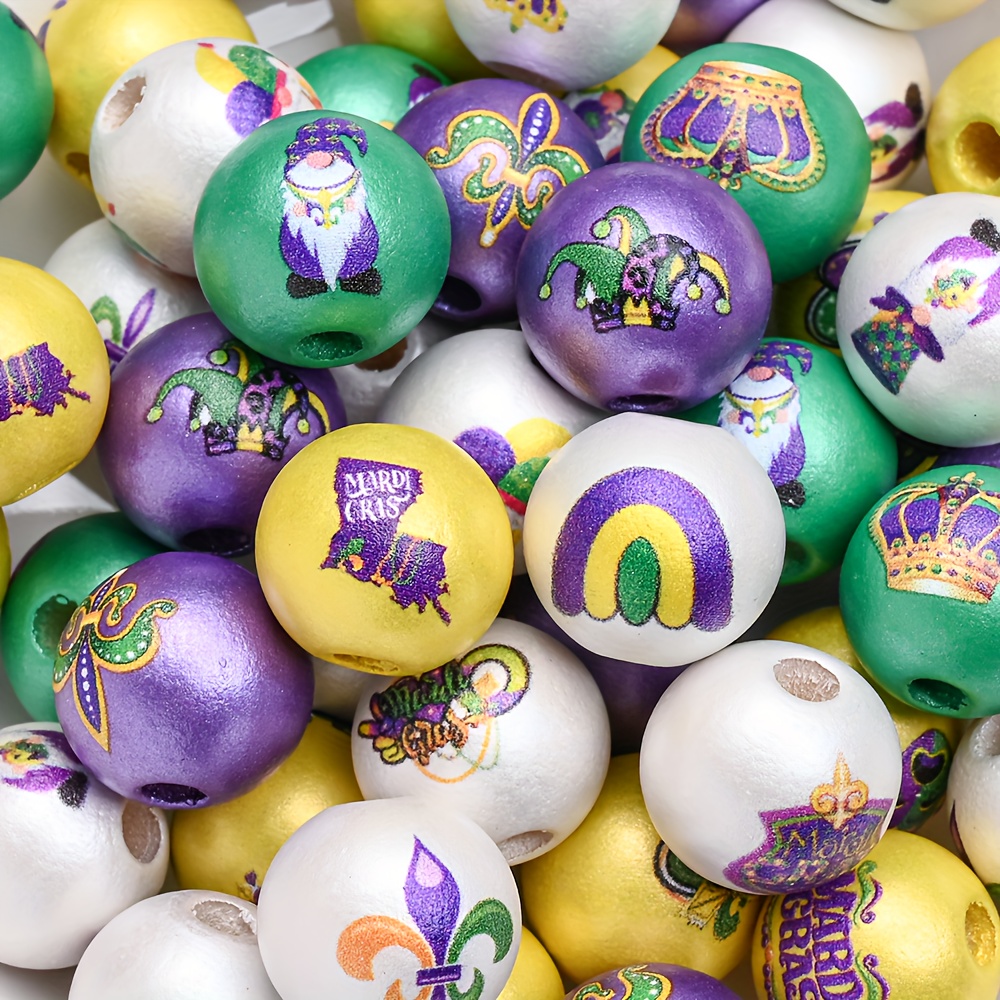 Mardi Gras Party Decorations 30-Pack Mardi Gras Beads (Gold/Green