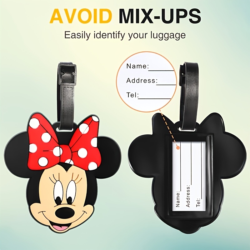 

1pc Mouse Silicone Luggage Tag With Bow - Cute Cartoon Travel Id Card, Suitcase Charm, Hand Washable, Tsa-approved, Luggage For Travel