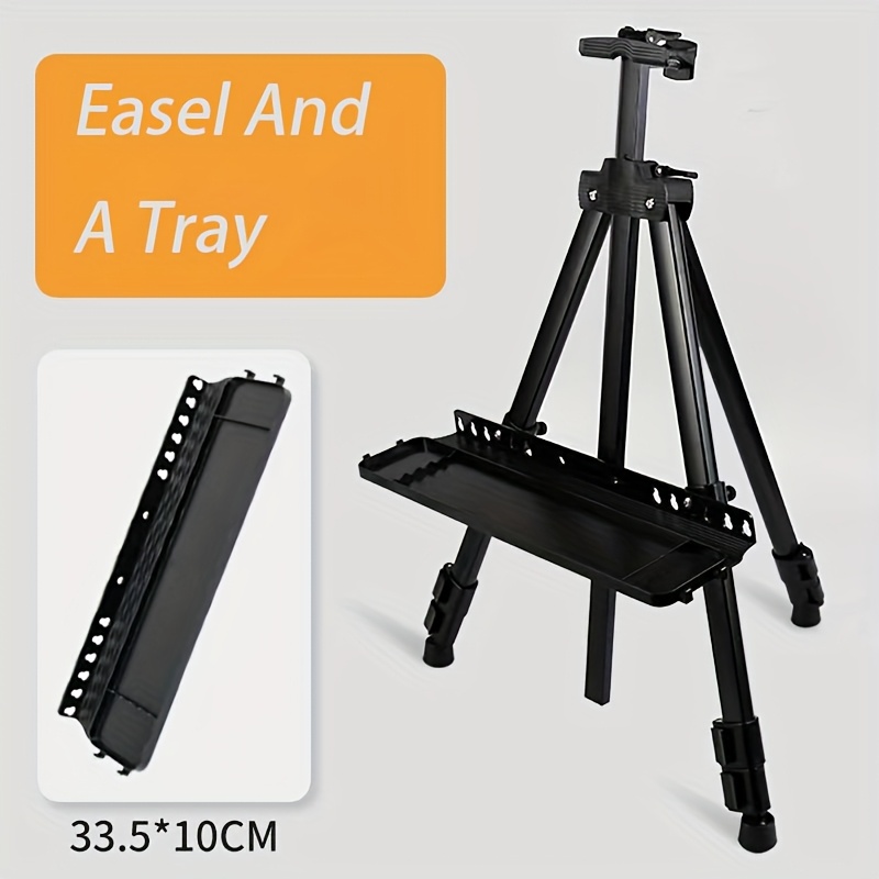 TEMU Adjustable Height Tripod Easel - Portable, Retractable With Foldable Tripod And Carrying Bag, Sturdy Base For Outdoor Sketching, Painting,
