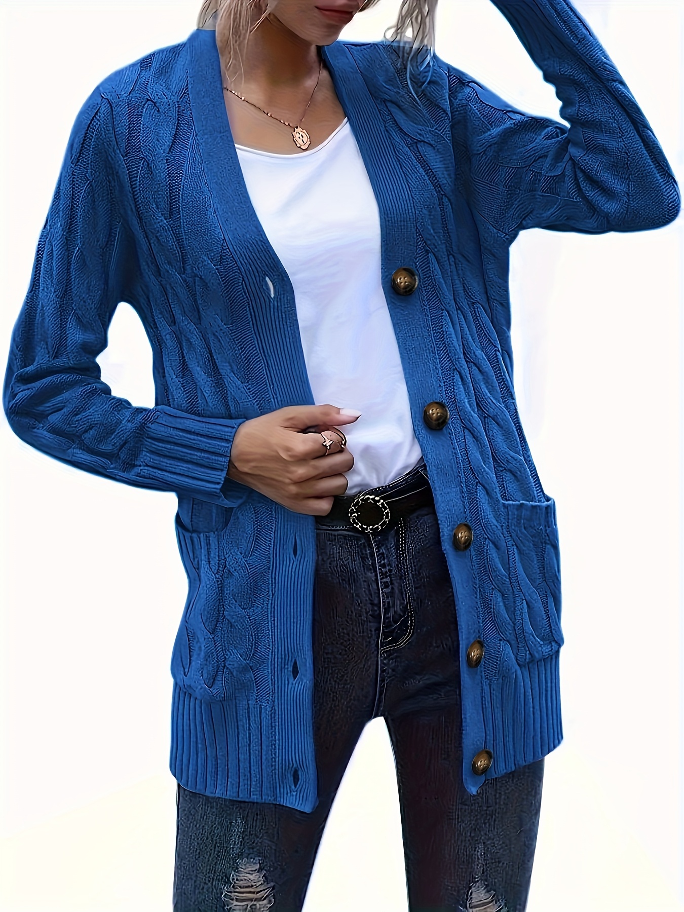 women's vintage inspired loose fit cardigan double buttons