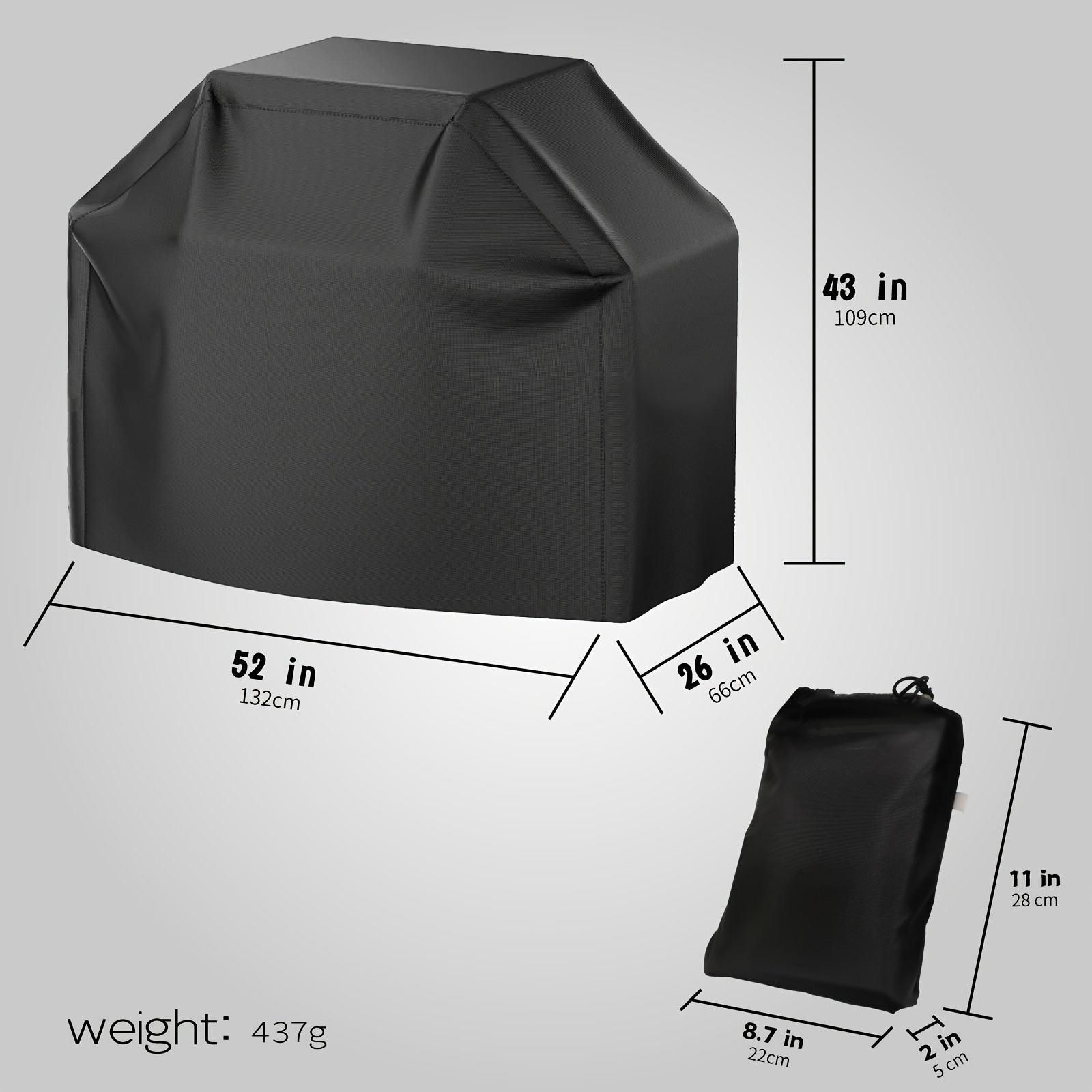 TEMU 1pc Grill Cover, Bbq Grill Cover, Waterproof , With Adjustable Hook-and-loop Fastener Strap Grill Cover