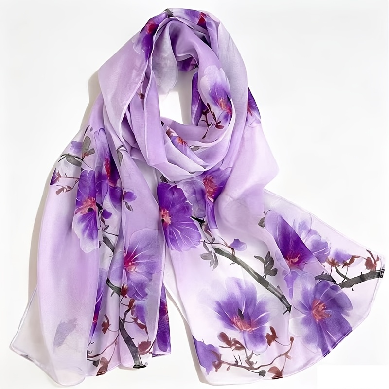TEMU Printed Scarf, Lightweight And Breathable, Soft And Flowing Shawl Suitable For Casual Wear And Beach Vacations, Vibrant Colors, Stylish And