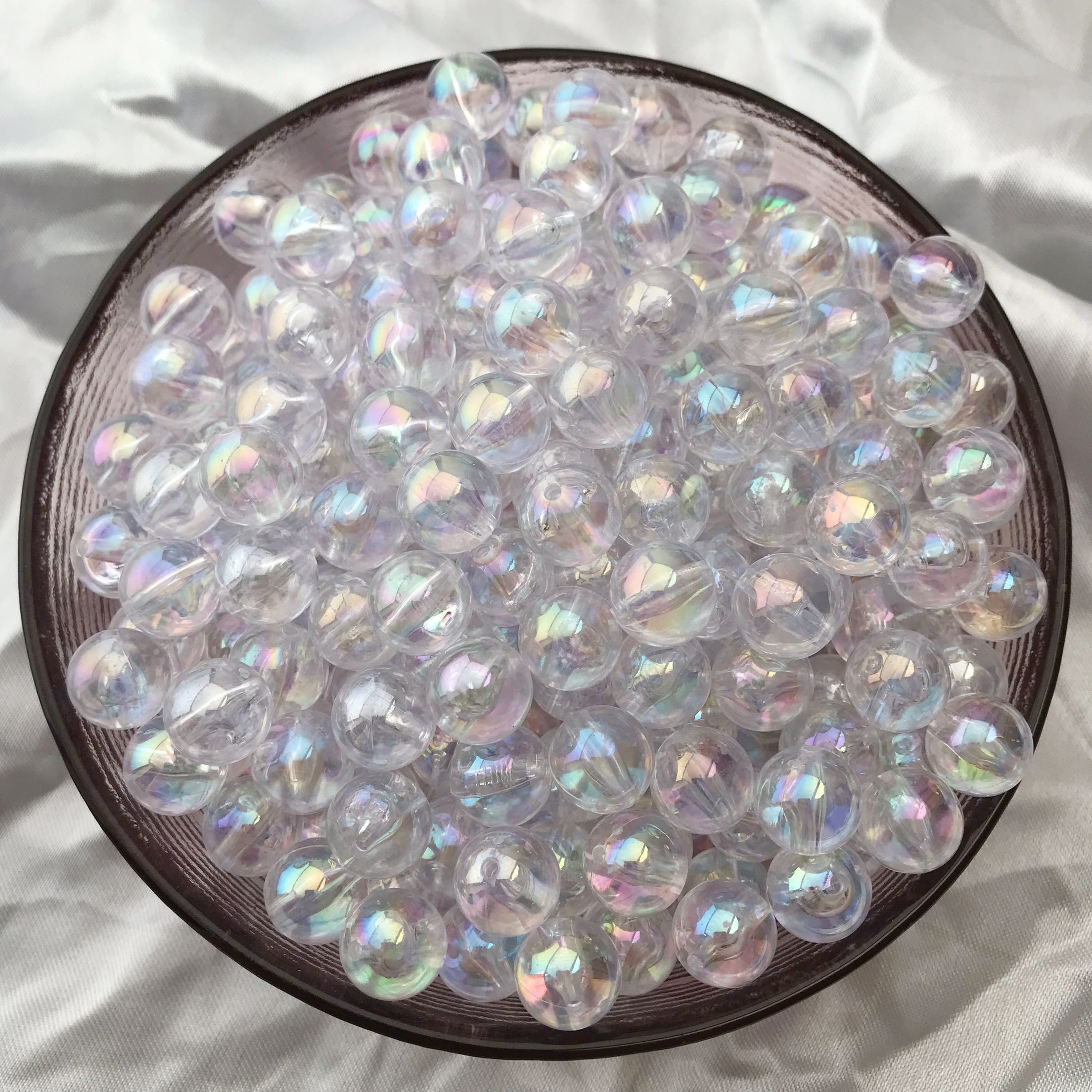 30pcs 12mm Iridescent Beads, Acrylic Bead Strands Jewelry Earring Additions Materials