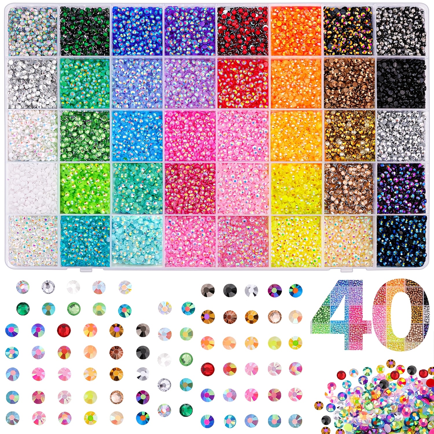 40 000pcs of 40 slot nail art decorations 3mm multi color resin flat back rhinestones for artistic use suitable for handmade book shoes nail art party decorations and  