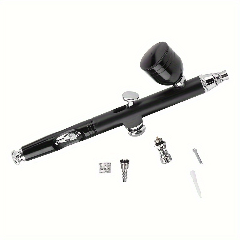 

Dual-action 0.3mm Gravity Feed Airbrush Kit - Lightweight, Easy Clean Toward Tattoo & Cake Decorating, Black & Silvery