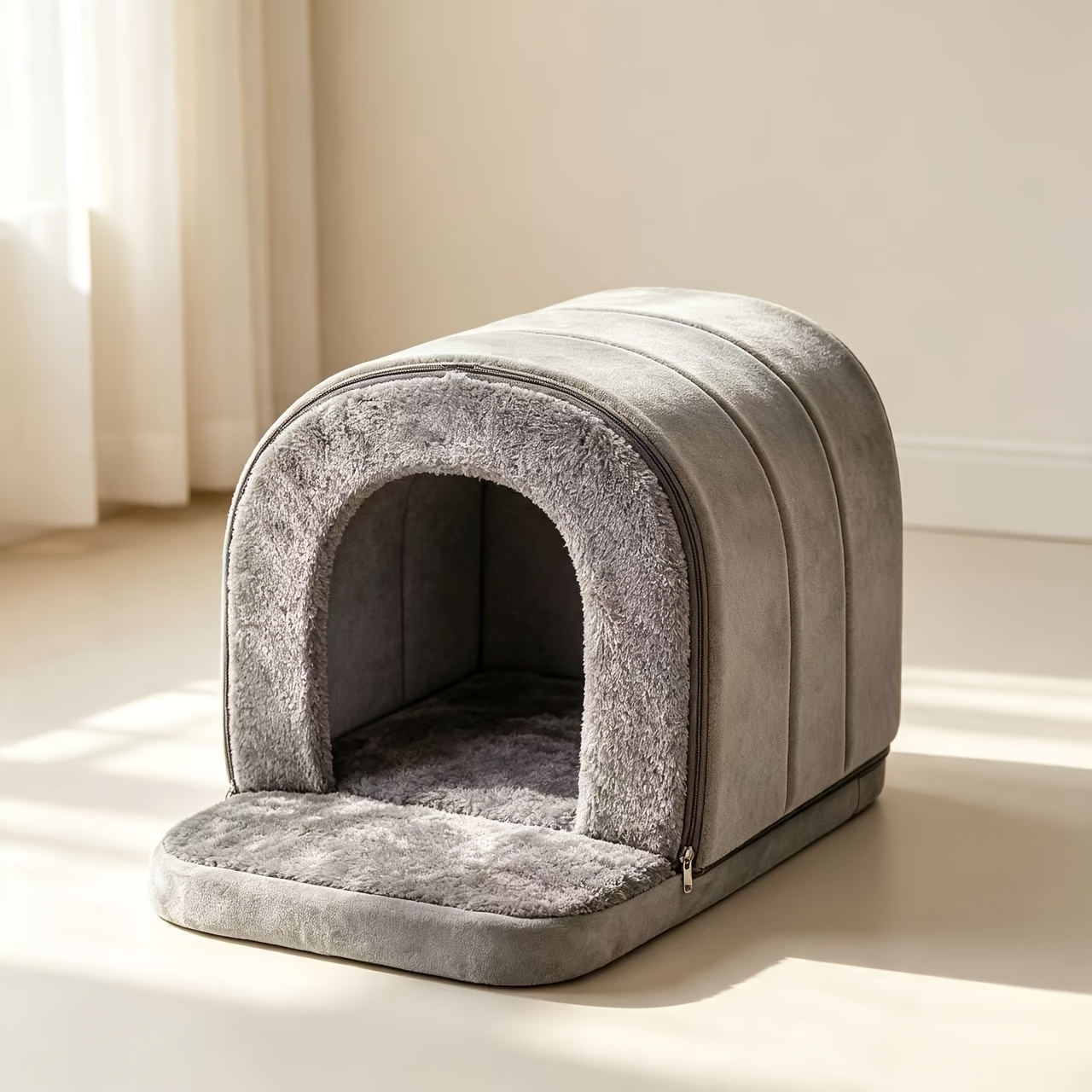 TEMU Anti-bunker Gray Cat Bed House - Thickened And Warm For Winter, Durable Cat Nest, House Suitable For Kittens And Small Dogs, Pet Bed, , Easy