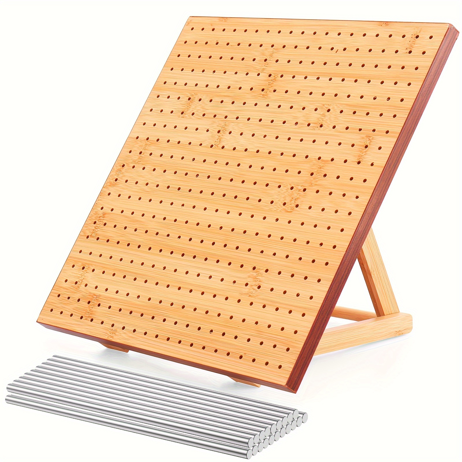 

9.8/11.4inch Crochet Blocking Board With 20 Steel Rod Bamboo Wooden Blocking Board With Adjustable Stand Reusable Blocking Board For Beginner Knitting Lover Crocheting