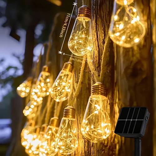 solar outdoor fairy light bulb string light 25 15 10 retro rope hanging courtyard light strip 8 flashing suitable for birthday parties courtyards fences shops weddings camping trees