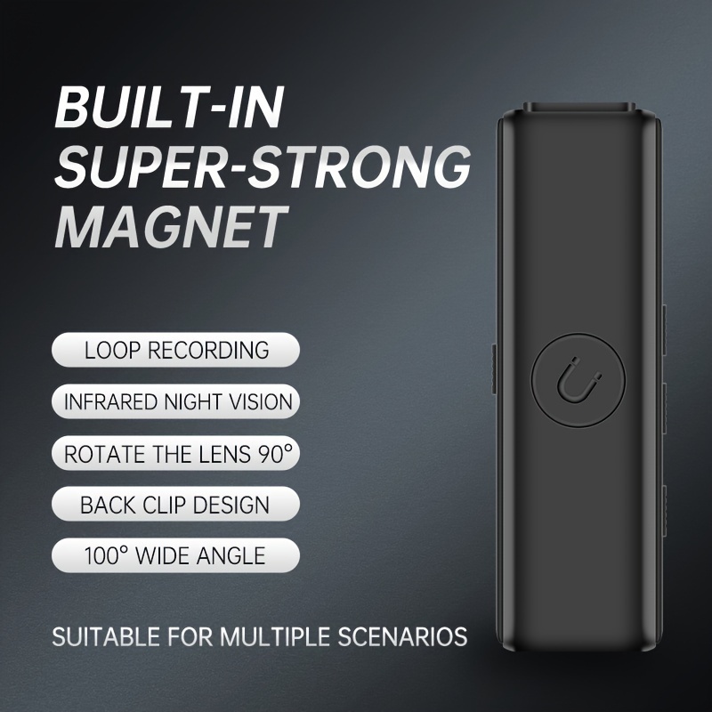 caméra avec audio, 100°, batterie au lithium rechargeable usb 450mah, rotation 90°, en charge jusquà 128gb sd ( ), - noir, pour la plage, des , cadeau pour des pères Détails du produit 2