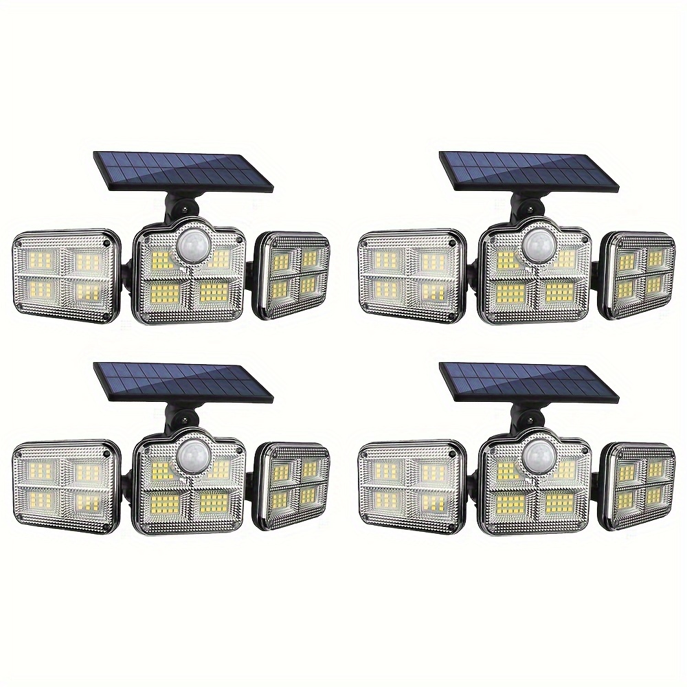 TEMU 2/3/4 Pack Solar Motion Sensor Outdoor Light, Floodlight, Security Light, With Wall Lights, 270° Lighting Angle Range, Ip65, 3 And 122 Led Solar