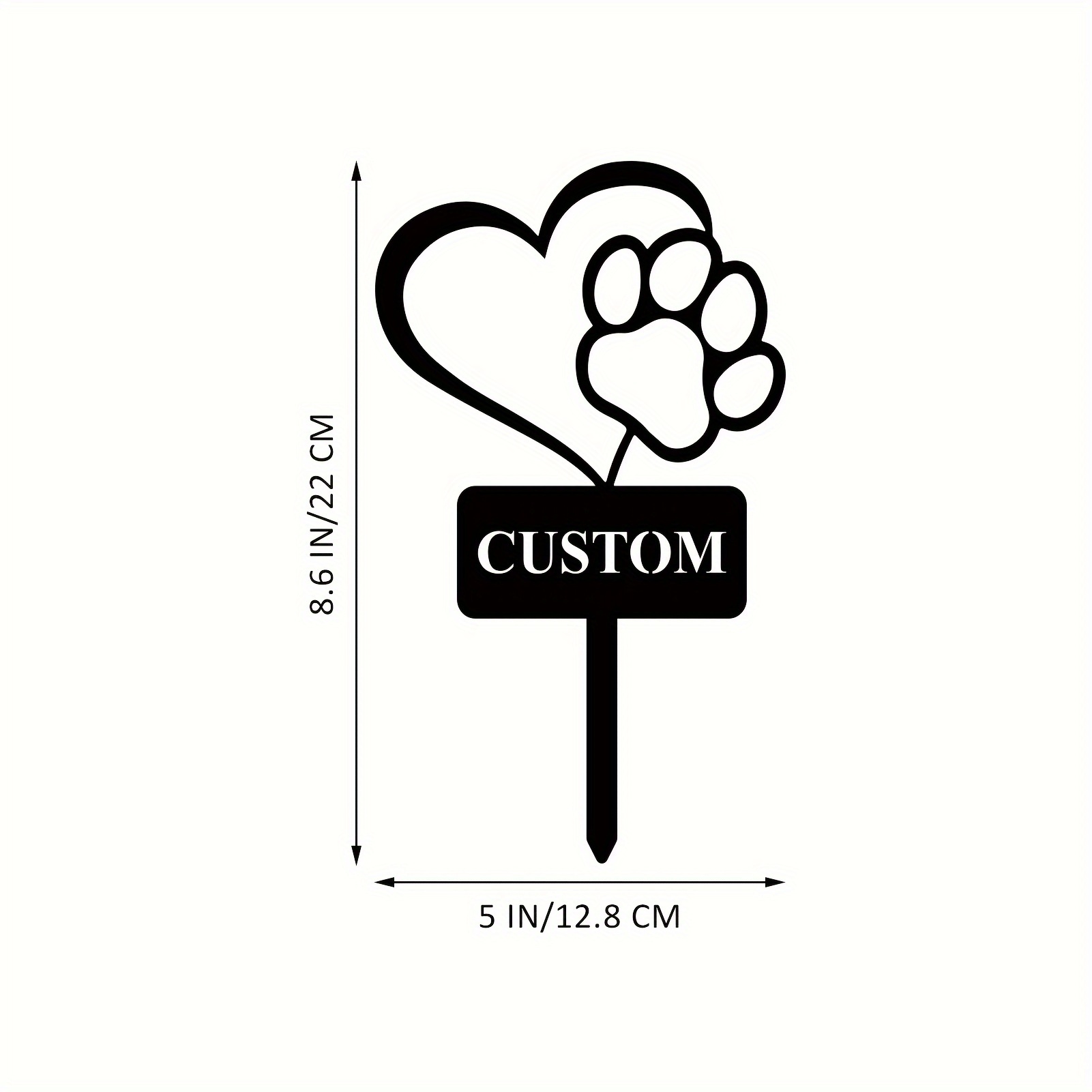 Image of A Custom Heart-shaped Dog Paw Memorial Stake, Iron Dog Garden Sign, Personalized Dog Name Yard Stake, Memorial Marker, Animal , Garden Decorative Ground Insert