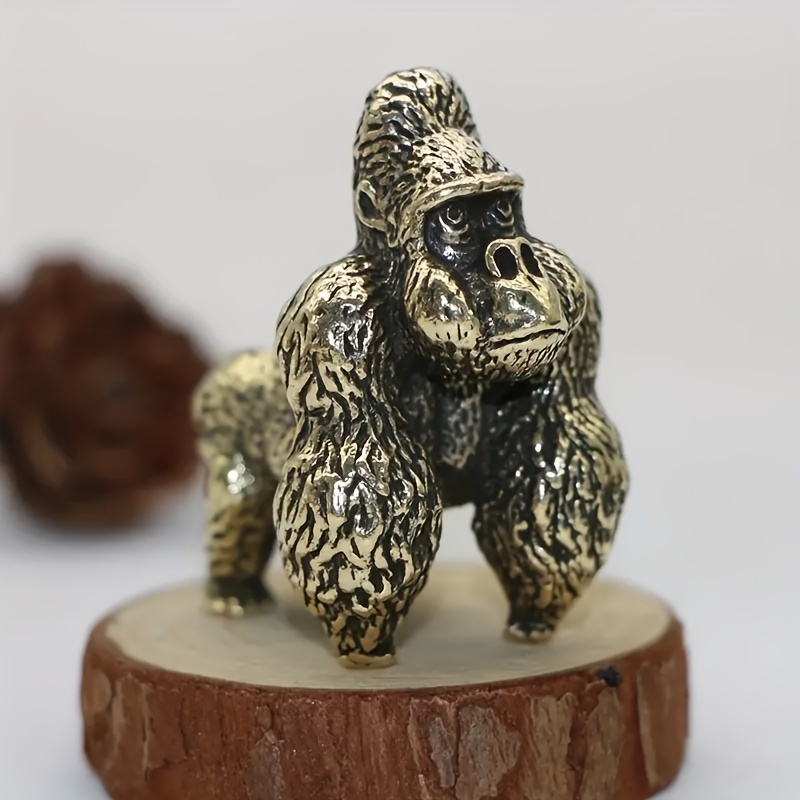 

Brass Gorilla Statue, 1pc Collectible Desk Decor Figurine For Home Office Bookshelf - Durable Solid Brass Animal Sculpture, Indoor Use, Electricity-free Decoration For Various Room Types