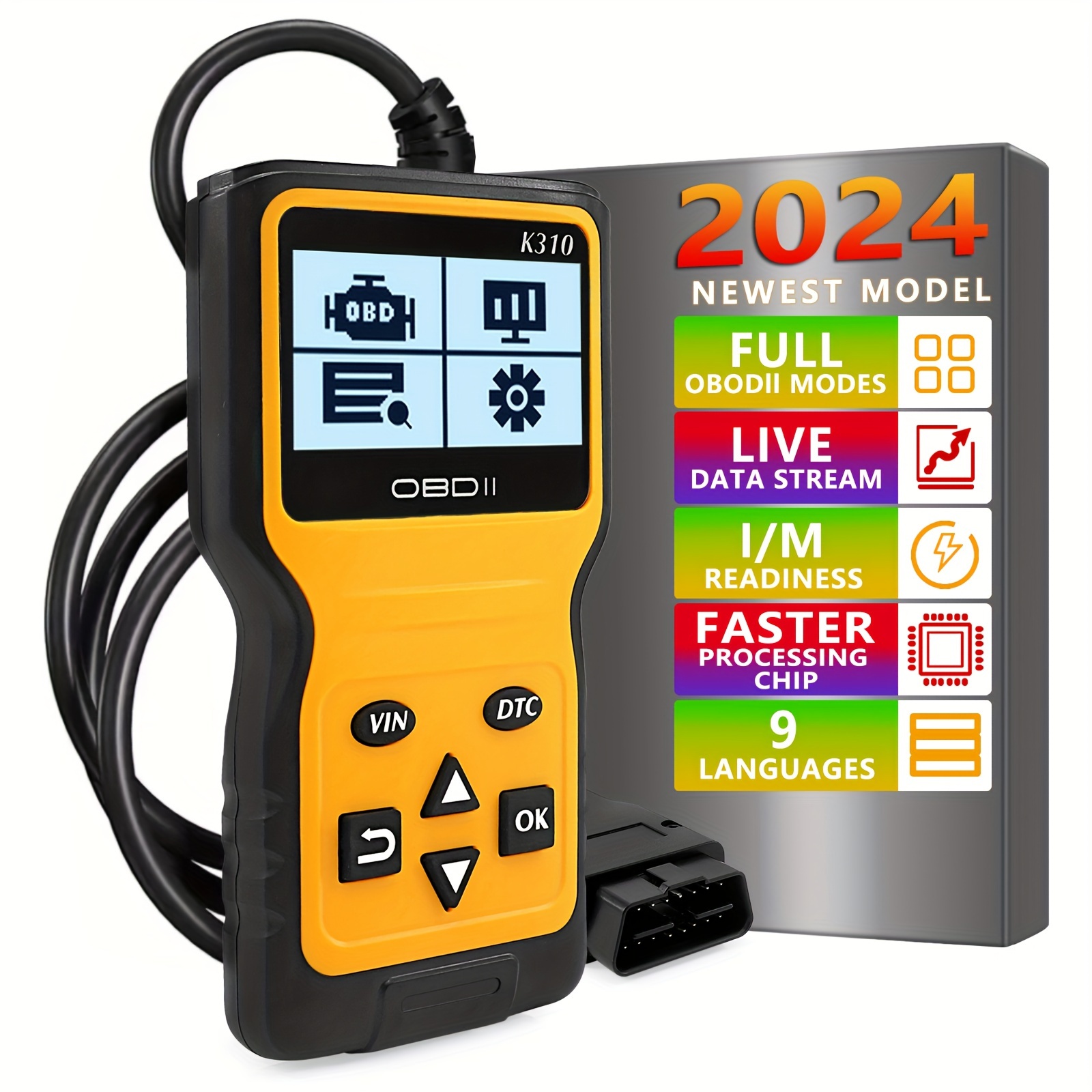 Acheter V100 affichage numérique Plug and Play lecteur de Code OBD2 16  broches OBD 2 Scanner outils de Diagnostic de voiture universels