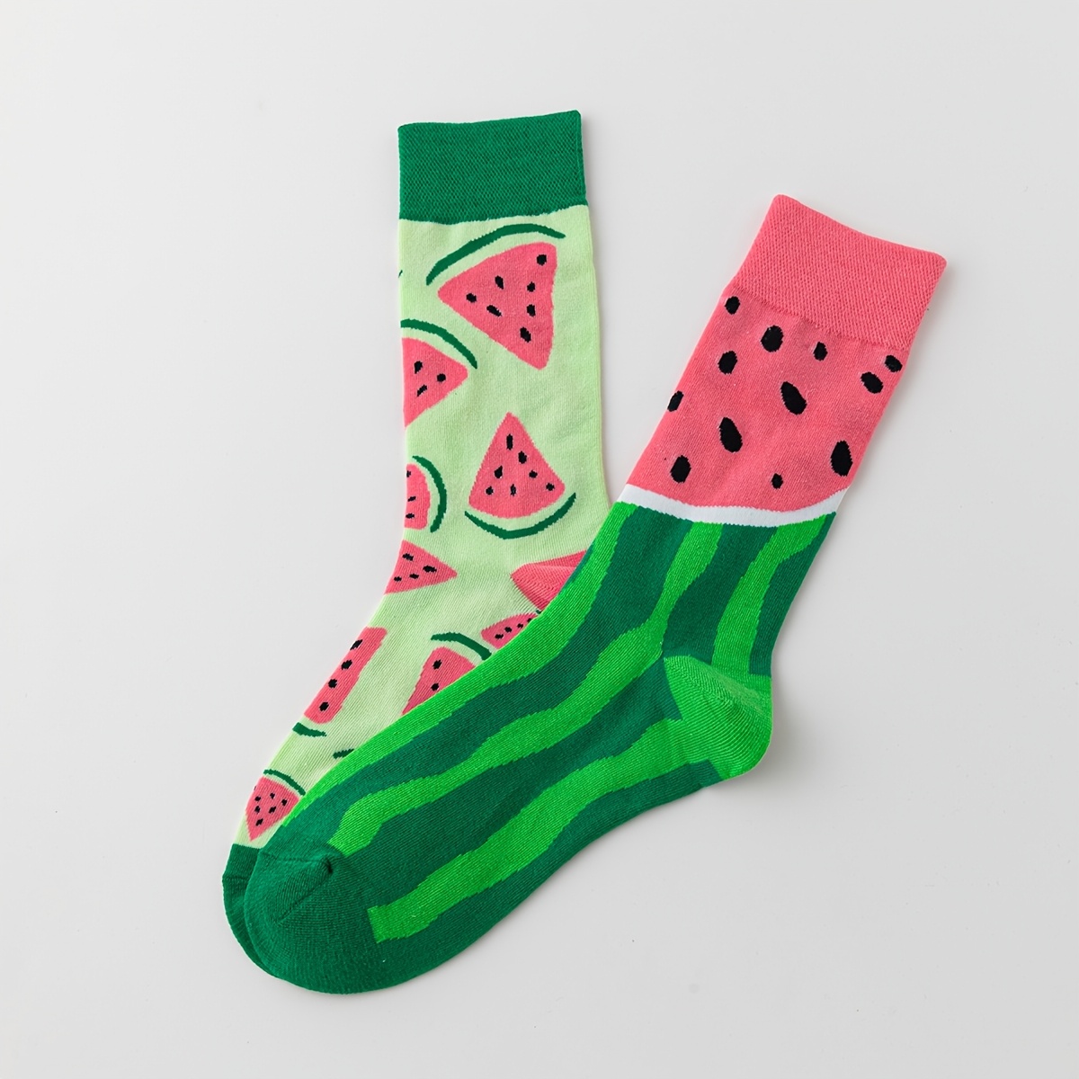 TEMU 1 Pair Of Ab Style Women's Socks With Watermelon Pattern; Ideal For Spring And Summer Occasions Such As The Beach, Country Music Festivals, And