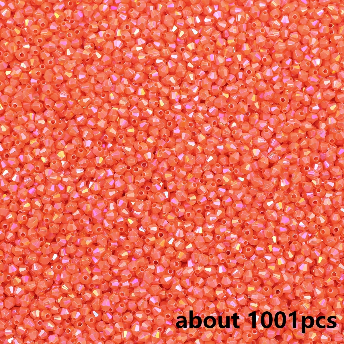 E-shop 4mm 1001 Stück Orange-Rot Glänzende Doppelendige Facettierte Spacer Perlen, Schillernde Kunststoff Deko Perlen, Perlen und Perlen Sortimente,