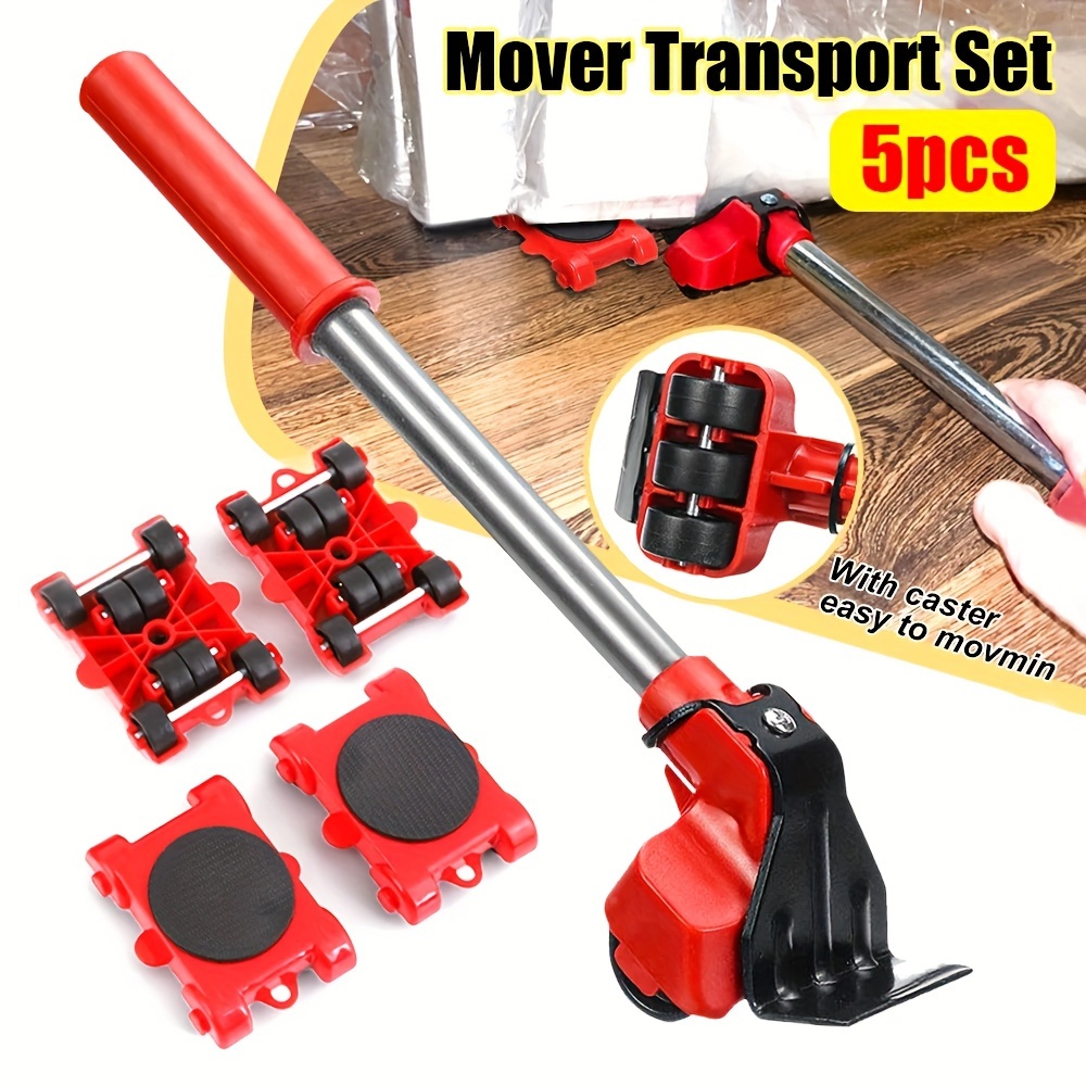 

5pcs Heavy Duty Moving Set, Furniture Lift, Furniture , Furniture Moving Roller Tool, Heavy Duty Moving Tool, Pulley Base For Moving Large Items, Easy To Redesign And Rearrange Sofa