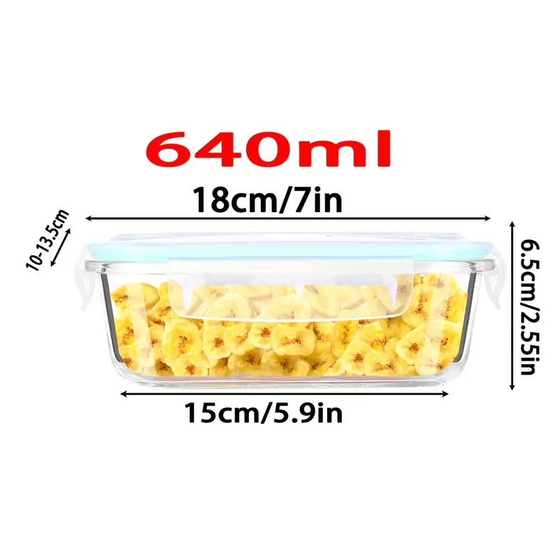 1pc borosilicate glass lunch box with lid microwave dishwasher safe rectangular food storage container for students office workers meal prep leak proof stackable oven safe freezer friendly Product details 1