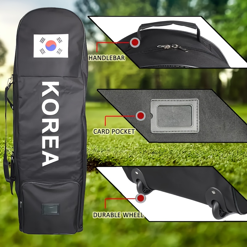 1pc korean flag pattern golf travel bag with wheels detachable shoulder straps foldable golf club travel cover golf aviation bag details 1
