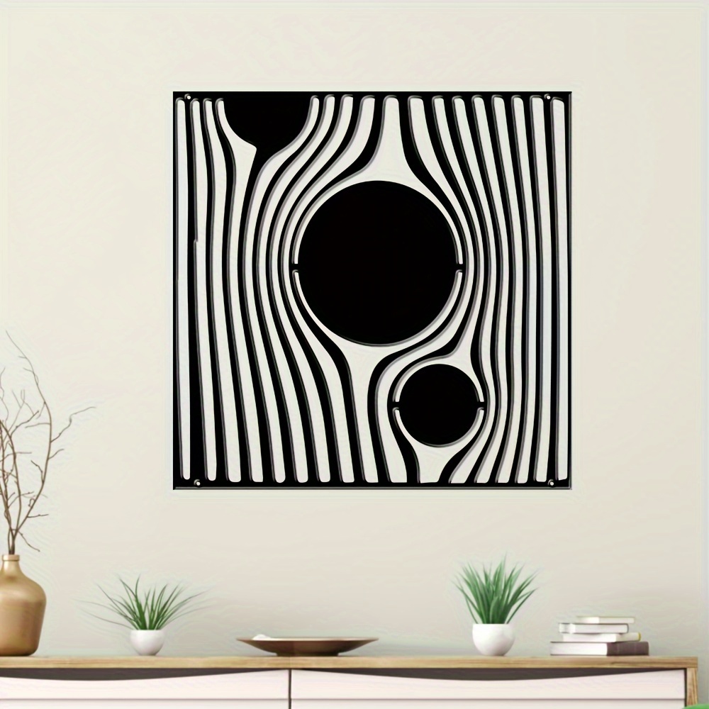 

1pc Modern Metal Wall Art Sculpture - Abstract Arc Lines And Circles Design For Home, Office, Cafe, Bar Wall Decoration