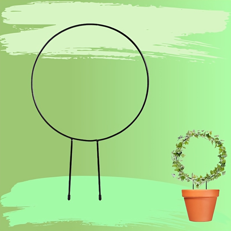 TEMU 1pc Cadre de support pour plantes grimpantes rond en fer, support pour plantes grimpantes d'intérieur et d'extérieur | Ornement de support de