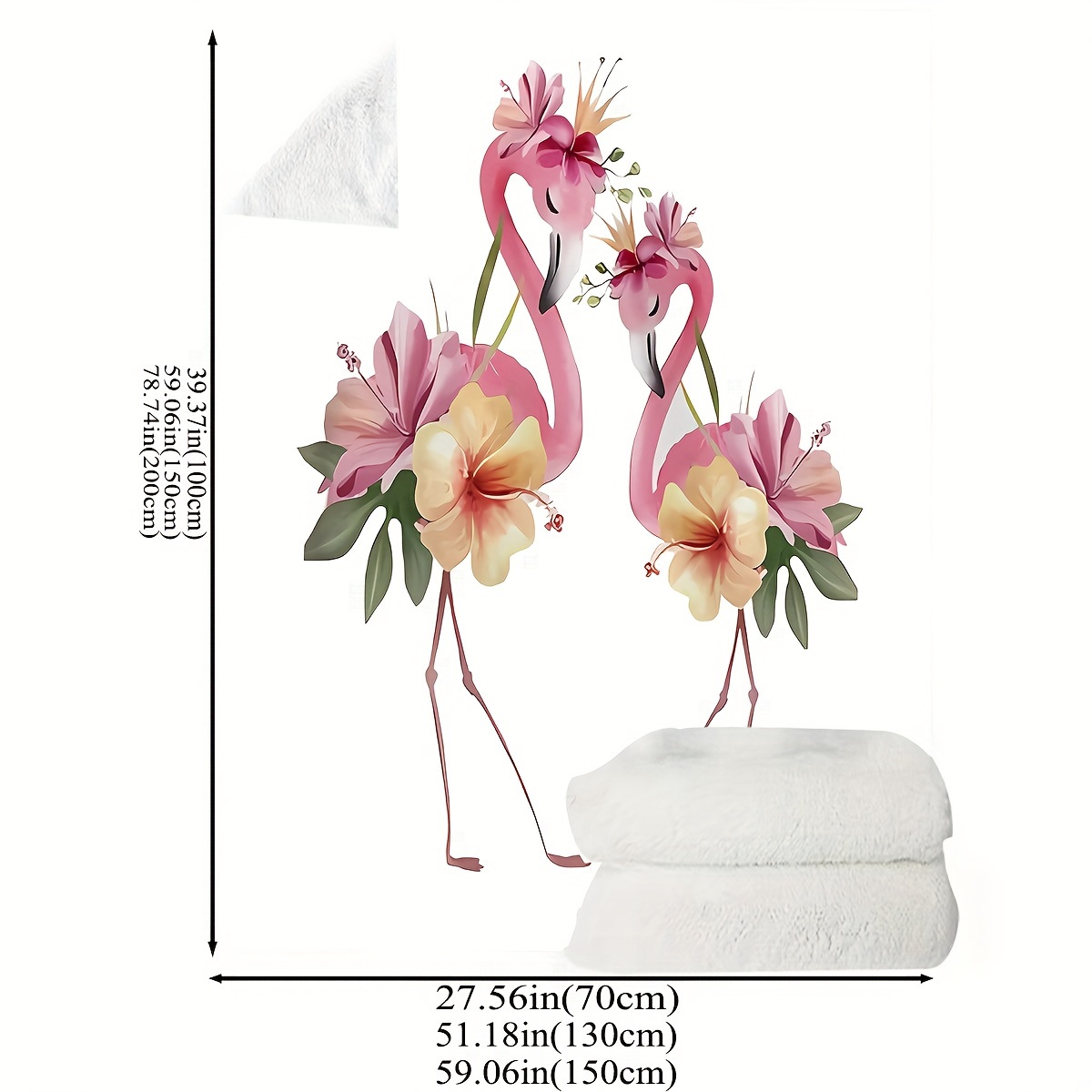 Hawaiian Tropical Flamingo Floral Pattern Print Hooded Blanket