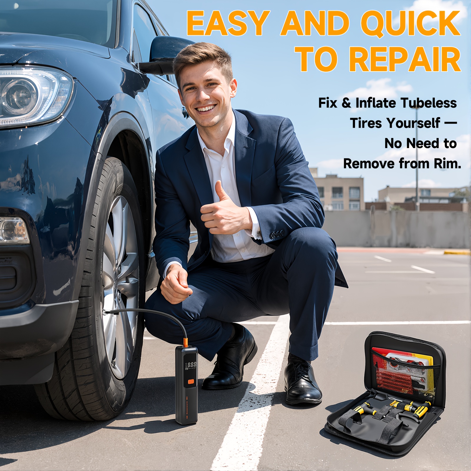  cordless tire inflator portable cordless air compressor with digital gauge usb rechargeable 3 inflation for suv cars bikes motorcycles sports equipment and ball air pump for car tires portable tire inflator Product details 0