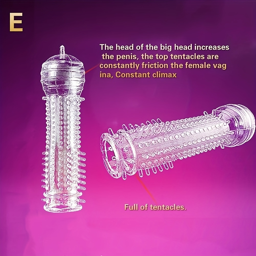 Transparent Threaded mace Condom, Silicone Penis Sleeve, Reusable Male Condoms, Stretchy Textured Studded Stretchy Penis Sleeve Set, Penis Rings Sex Toys for Men Couples