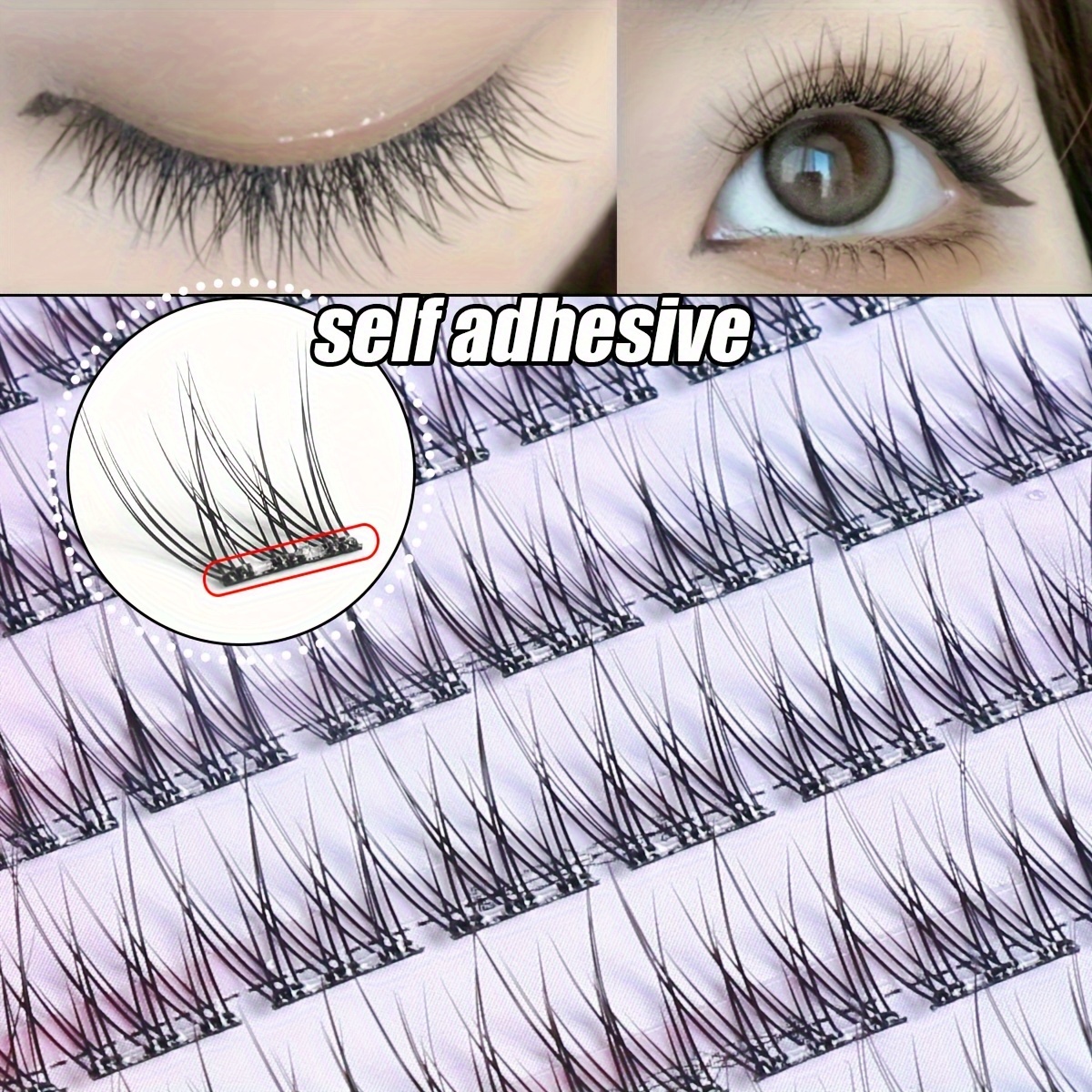 

Effortless , Easy-apply 120 Self-adhesive False Eyelashes Kit - C Curling, 12mm Design, Natural Style, Reusable For Beginners