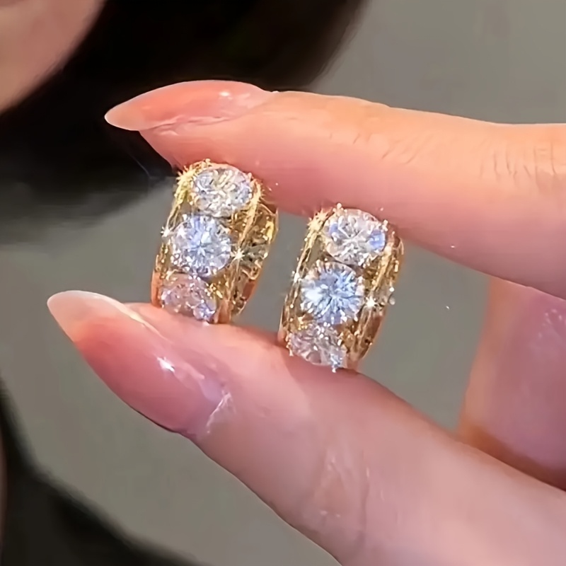 

Elegant Purple And White Cubic Zirconia Hoop Earrings - Women' Party Accessories, Perfect Gift, Round, Earrings