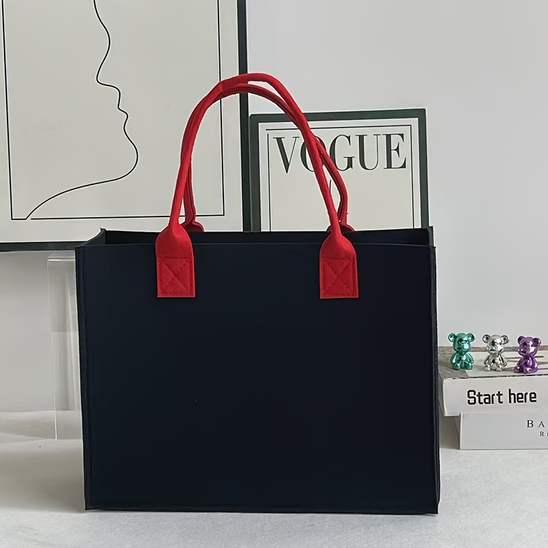 Image of Felt Tote Bag - Versatile Handbag For Shopping, Travel & Office Use | Large Women's Fashionable Carryall With Modern