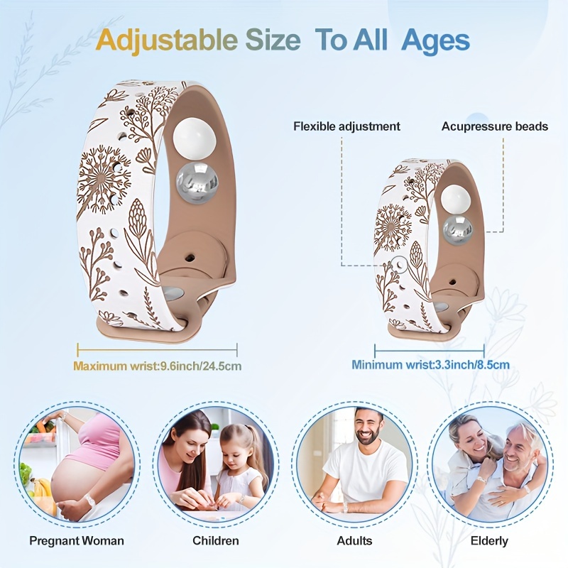 Adjustable Acupressure Wristbands for Pregnant Women - Natural Relief from Morning Sickness, Headaches & Anxiety