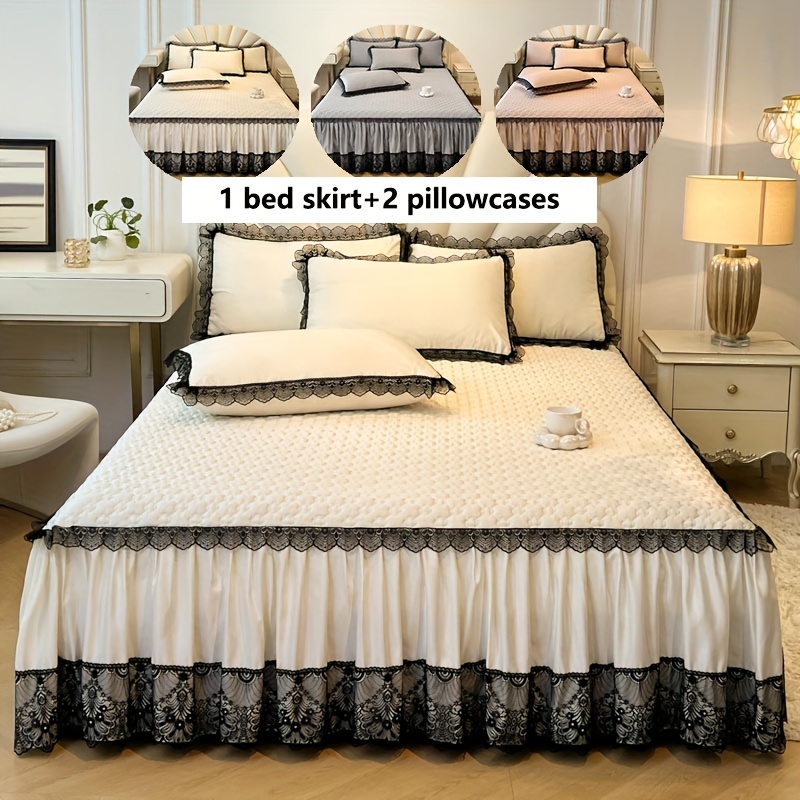 contemporary lace bed skirt set quilted piece set including