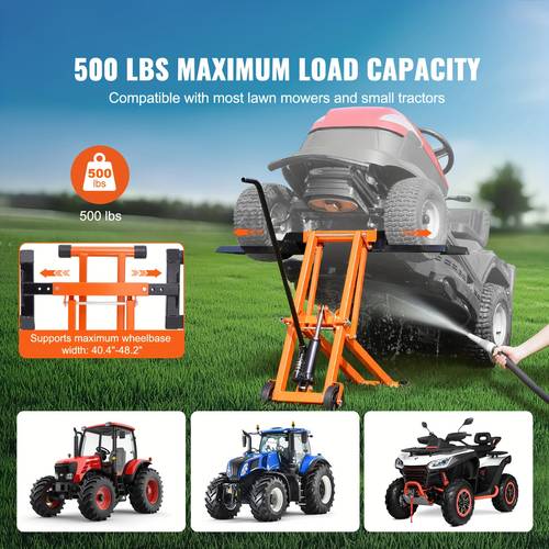 lawn mower lift with hydraulic jack 500 880 lbs weight capacity solid carbon steel lawn mower lift adjustable movable for riding tractors turn lawn mowers hydraulic screw jack