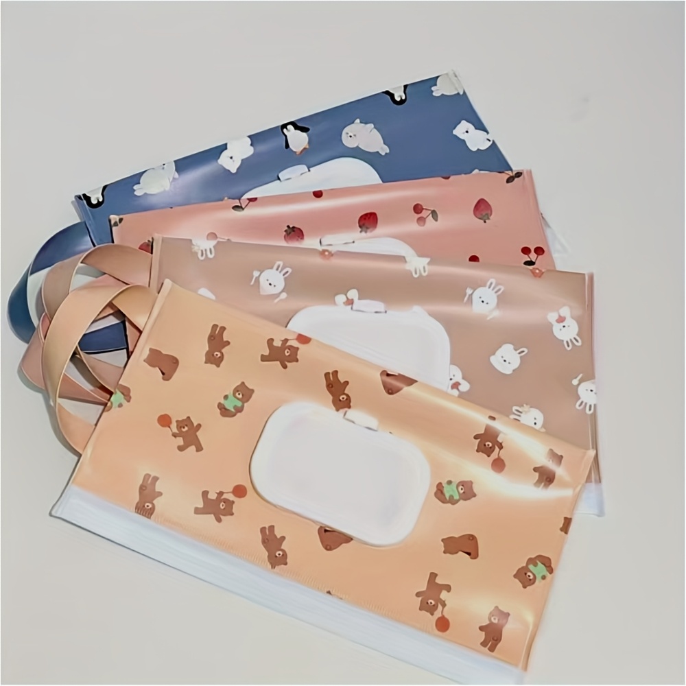 4pcs, New Stock Eva Wet Wipes Bag Hand In Hand With Drawstring Wet Wipes Bag Flap Extraction Self Sealing Protection