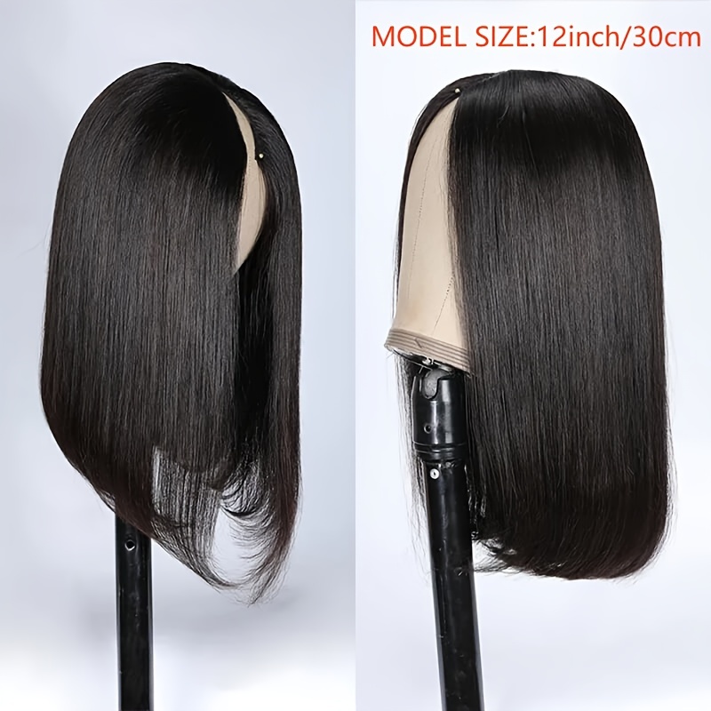 V Part Bob Wigs Straight Short Cut Bob Wig Women Human Hair Temu