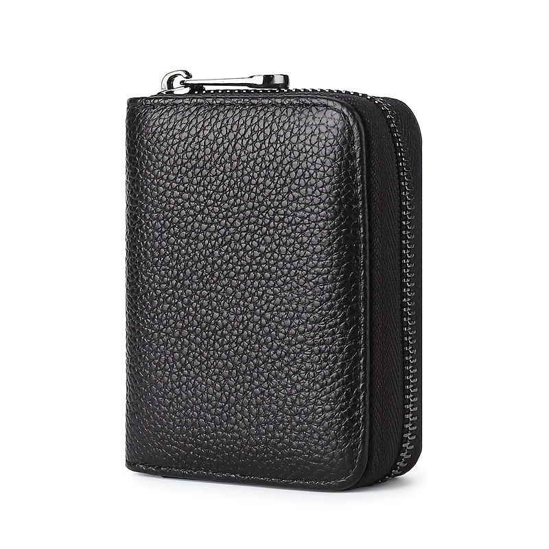 Obcreator 20 Slots Credit Card Holder Lychee Pattern Pu Leather Small Wallet For Men Or Women With Zipper Purse, Organizer Bag