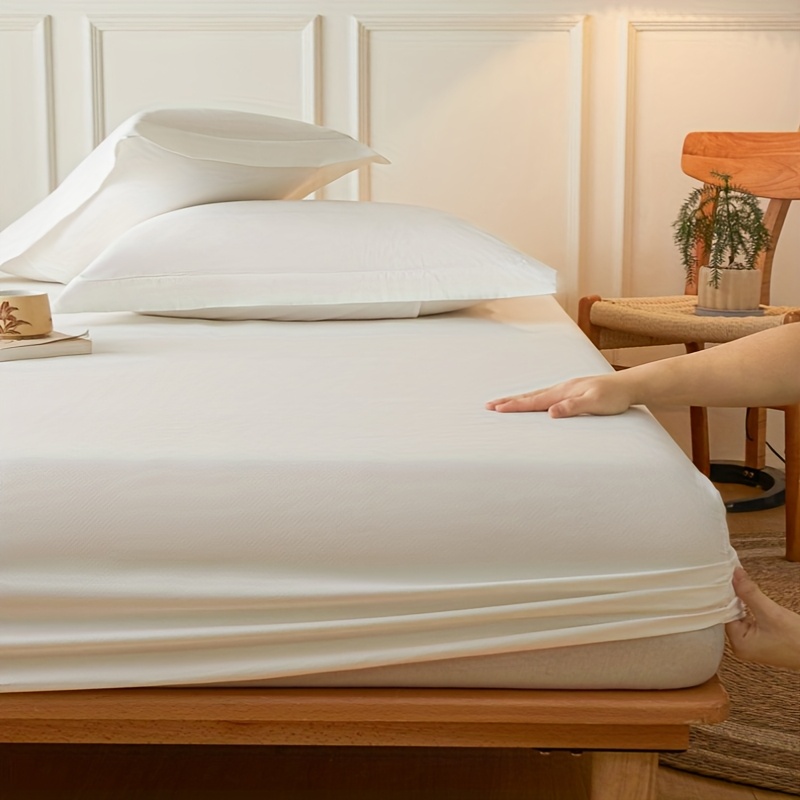 TEMU 3 piezas de Juego de Sábana Ajustable y Fundas de Almohada de Color Sólido, Cepillada y para Dormitorio, 1 Sábana Ajustable + 2 Fundas de