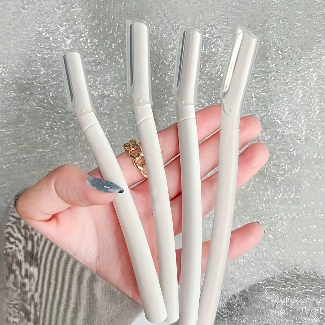 4pcs safety eyebrow trimmer razor set long handle dermaplaning tool for face body hair removal precision blade with cover for women ideal for   travel use