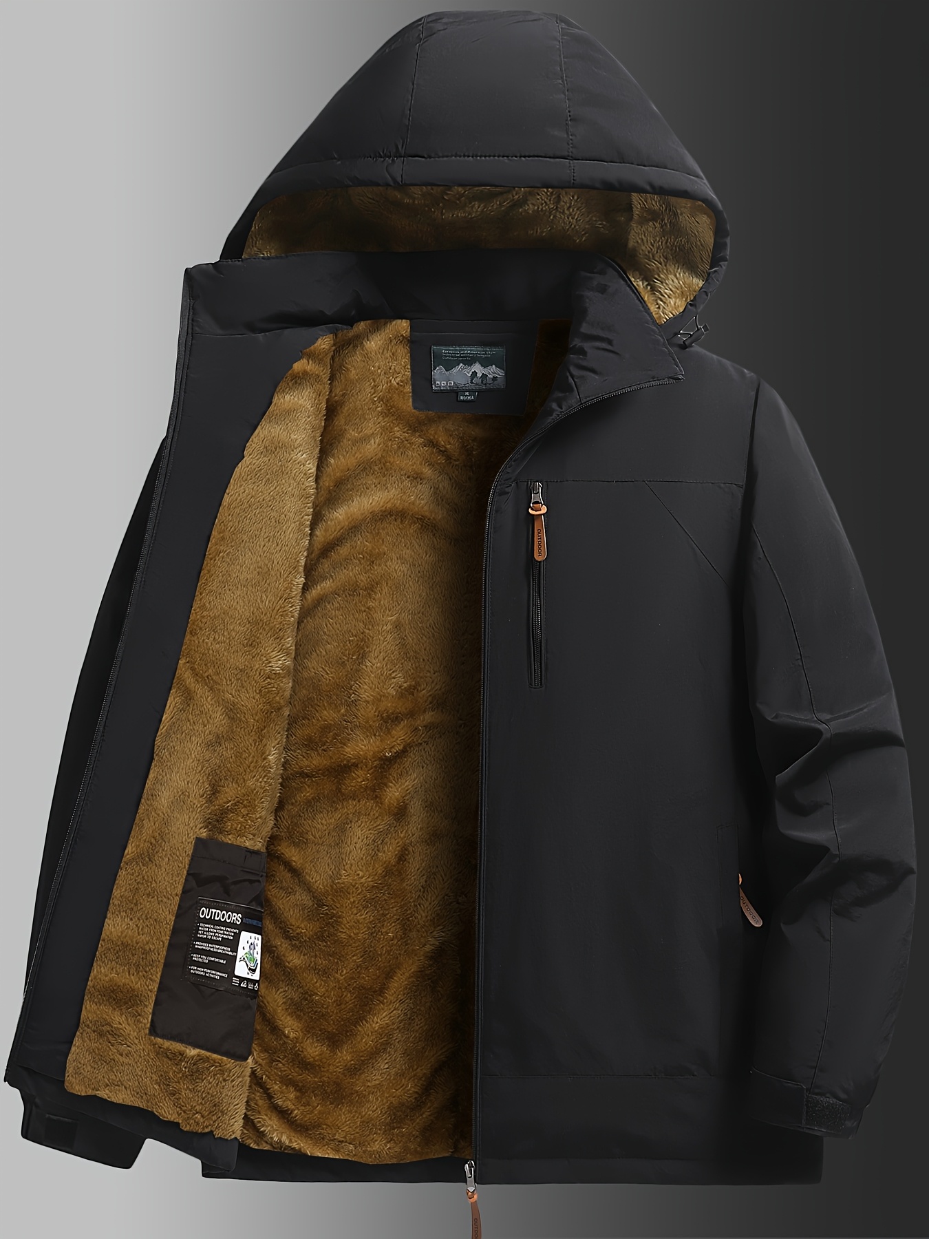New Winter Men's Jacket, Thickened -Lined Warm Coat for Outdoor Sports, Hiking, Camping