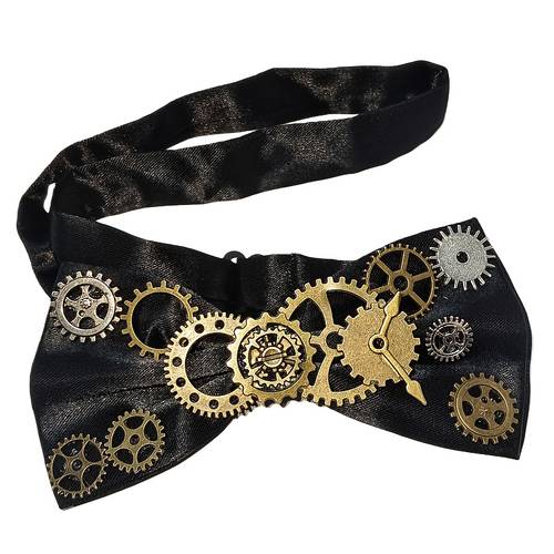 handcrafted steampunk bow tie four satin with gear accents must have for parties