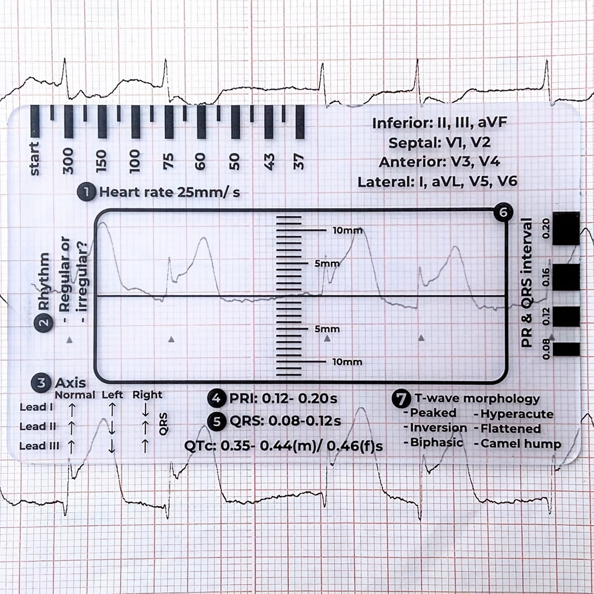 

Ecg 7 Step Ruler, Ecg Ruler Plastic Ruler Measuring Tool, Ecg 7 Step Ruler For Ecg/ekg , Transparent Ekg Measuring Tool, Easy-to-carry Ecg Ruler, A 7 Step Plan(1pc/2pcs)