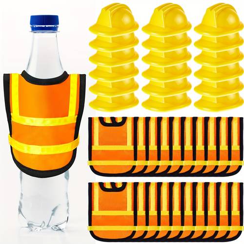 40pcs miniature construction party decorations construction themed birthday party supplies 20 mini construction hats 20 mini safety vests construction party favors cupcake topper for party packs